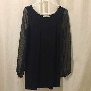 Sheer long sleeved black mini dress